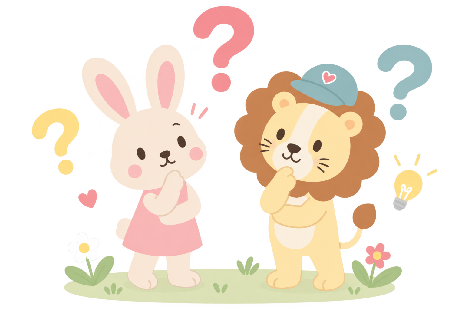 Boopi Hase und Löwe suchen gemeinsam nach einer Antwort
