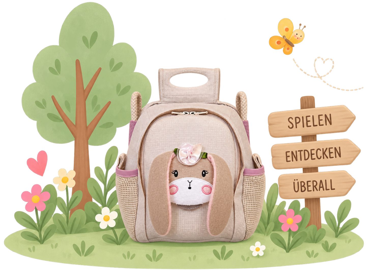Boopi Rucksack in einer spielerischen Naturwelt